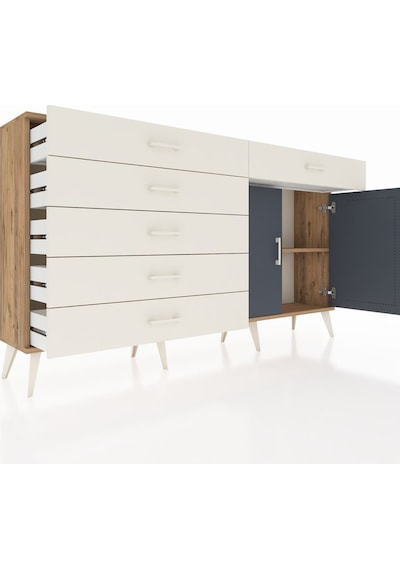 Arges Konsol Tek Raflı 6 Çekmeceli 2 Kapaklı 176x30x99 Çam-antras Çam-antrasit/aytaşı Arges Konsol Tek Raflı 6 Çekmeceli 2 Kapaklı 176x30x99 Çam-antras Çam-antrasit/aytaşı