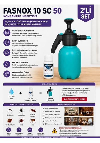 Fasnox 10 Sc 50 Ml + 2 Litre Basınçlı El Pompası 2'li Set