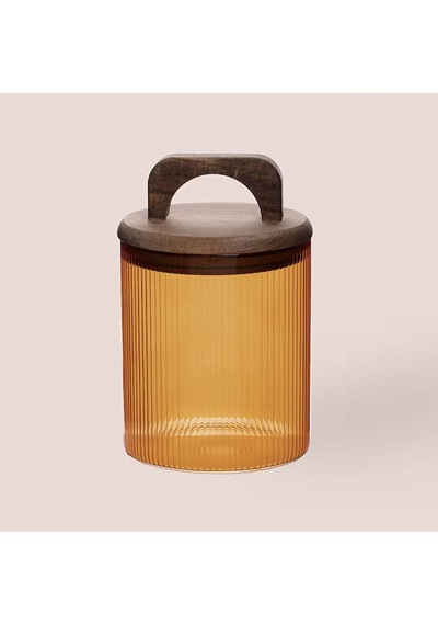 Thee Mia Akasya Kulplu Cam Kavanoz - Amber - 700 Ml Çok Renkli