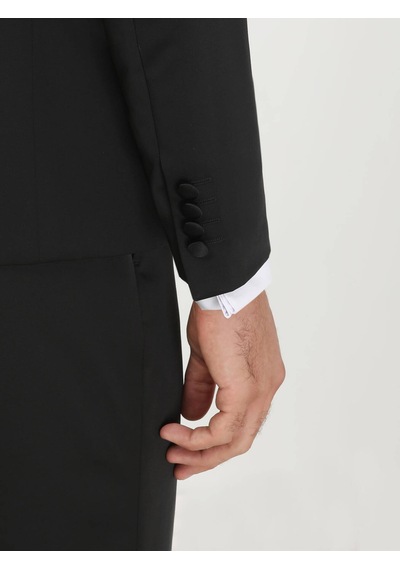 Kip Siyah Desenli Slim Fit Şal Yaka Dokuma Smokin Takım Elbise Çok Renkli