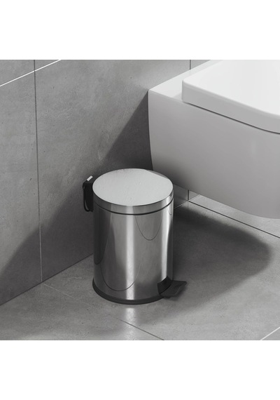 Aqua Bagno Basic Çöp Kovası - Pedallı 5 L, Parlak Krom Paslanmaz Çok Renkli