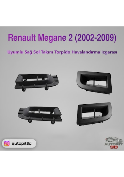 Renault Megane 2 2002-2009 Uyumlu Torpido Havalandırma Izgarası Sağ Sol Takım