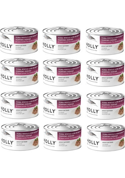 Molly Ton Ve Karidesli Et Suyu İçinde Yetişkin Kedi Konservesi 85 Gr. X 12 Adet