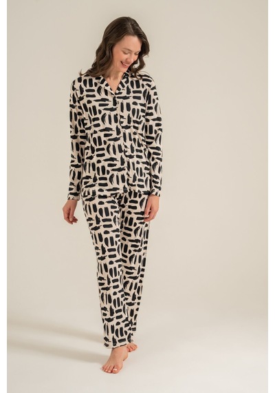 Pierre Cardin Kadın Krem Gömlek Pijama Takımı Pc9301-s-v1 Pc9301-s-v1
