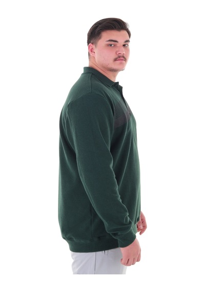 Erkek Battal Beden 158 Kiloya Kadar Uygun Bedenli Geniş Kalıp Baskılı Polo Yaka Selanik Sweat Koyu Yeşil Erkek Battal Beden 158 Kiloya Kadar Uygun Bedenli Geniş Kalıp Baskılı Polo Yaka Selanik Sweat Koyu Yeşil
