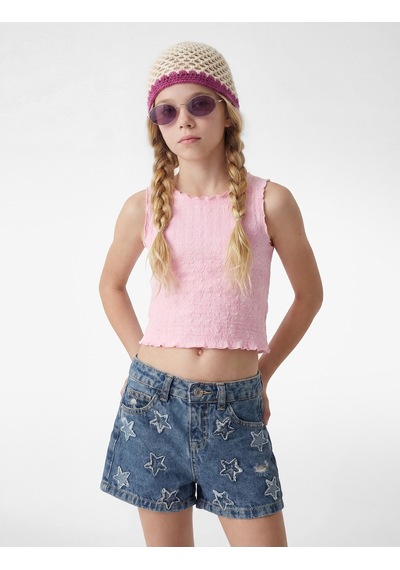 Koton Kolsuz Bisiklet Yaka Bürümcük Kumaş Atlet Pembe 6skg30026ak Gül