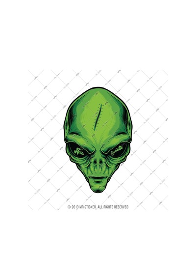 Msl142 Merhaba Dunyali Yazili Alien Sticker