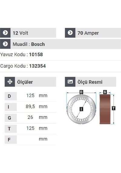 Nursan 166112 Statör 12v 70a Merc.200d.230e.opel Vectra Taksi Gurubu