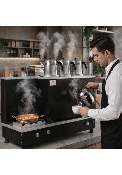 Anka Doğalgazlı Statik Turbo Hibrit Smart 6 Demlik 60 Litre Çay Makinesi
