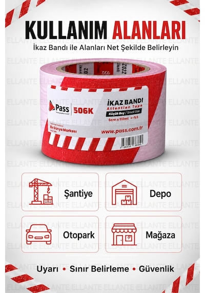İkaz Bandı 6 Cm X 110 Metre Kırmızı Beyaz Güvenlik Uyarı Şeridi Şantiye Depo Otopark Ve Etkinlik Ala