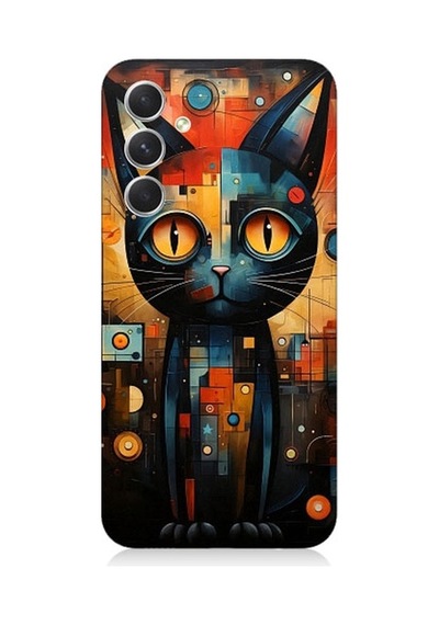 Samsung Galaxy S23 Fe Uyumlu Kara Kedi Desenli Silikon Kılıf