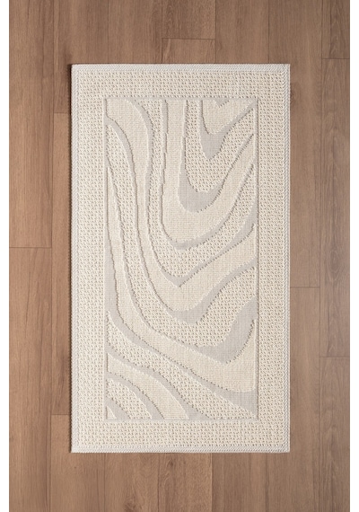 Sakura Sk010a Doğal Pamuk 2'li Banyo Paspas Seti 60x100 60x50cm Kaymaz Taban Makinada Yıkanabilir Krem-bej