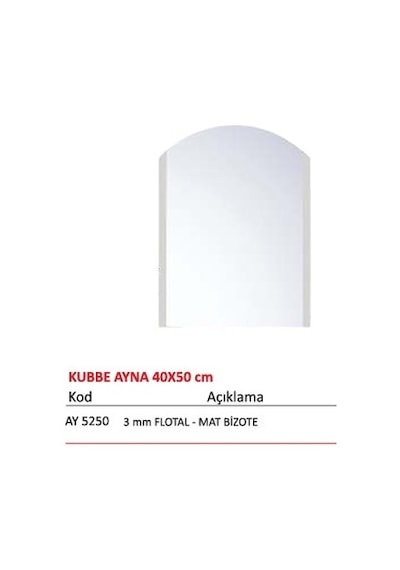 Alz Tek Ayna 40 X 50 Cm Kubbe Ay5250