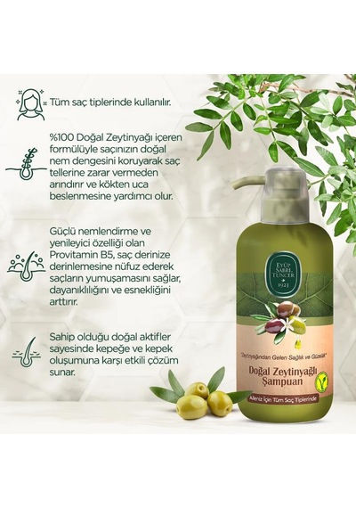 Zeytinyağlı Şampuan 600 Ml X 3 Ve Saç Kremi Hediyeli Tüm Saçlar