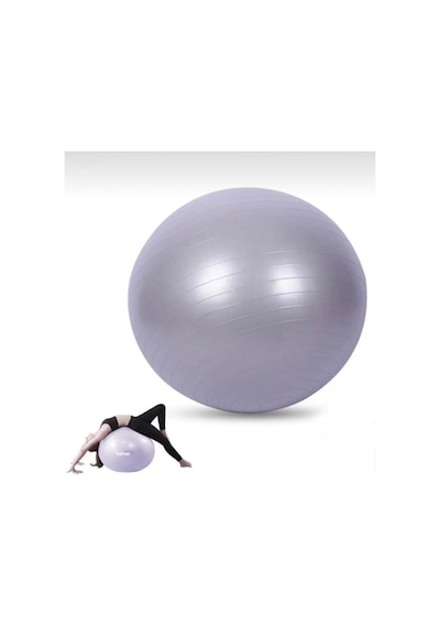 65 Cm Pilates Topu Şişirme Pompalı Plates Denge Yoga Spor Egzersiz Topu Jimnastik Top Gri