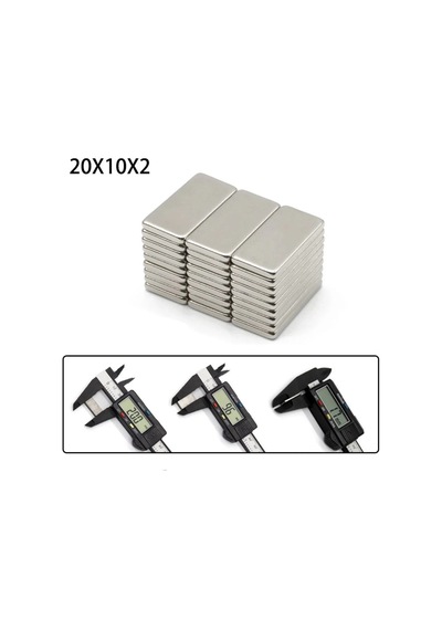 Ers 20 10 2 Mm N35 Neodyum Mıknatıs Köşeli, Nikel Kaplama 50 Li Set Çok Renkli