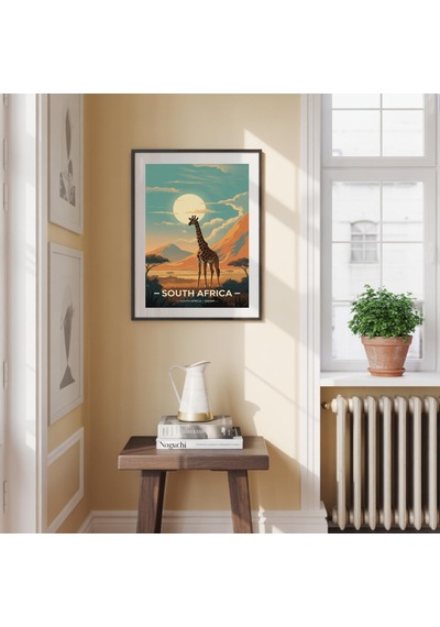 Güney Afrika Safari Seyahat Posteri Suluboya Manzara Sanat Baskısı