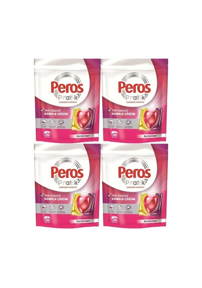 Peros Pratik Matik Çamaşır Deterjanı Kapsülü - Tableti 104 Adet Renkliler 4pk 26 420 G