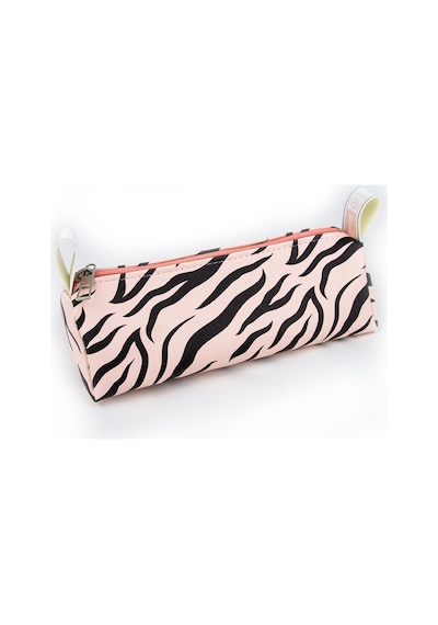 Kalem Kutusu Pastel Renk Zebra Pembe-siyah Vegan Deri Kalemlik V