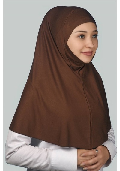 Altobeh Hazır Türban Peçeli Pratik Eşarp Tesettür Nikaplı Hijab - Namaz Örtüsü Sufle (XL) - Çikolata