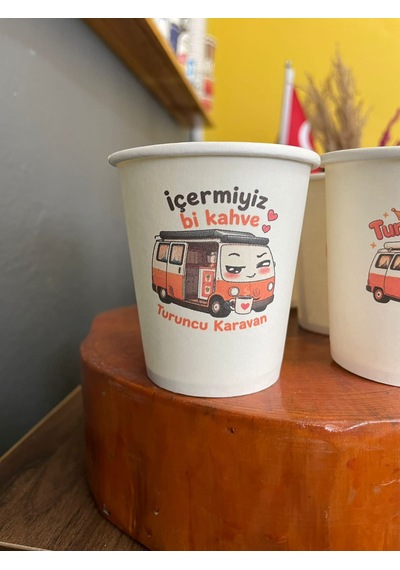 Firmaya Kişiye Özel Baskılı Logo Baskı Tasarım Kalın Gramaj Tek Kullanım 7 Oz 100 Adet Karton Bardak
