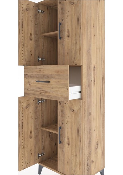 Hyperion Dolap 3 Raflı Tek Çekmeceli 4 Kapaklı 60x44x195 Çam-çam Çam