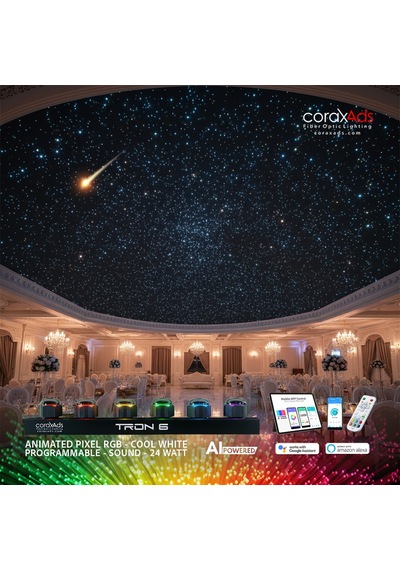 Restoran, Kafe Ambiyans Aydınlatma Yıldız Tavan Fiber Optik Uygulama Kiti - Eko Çok Renkli