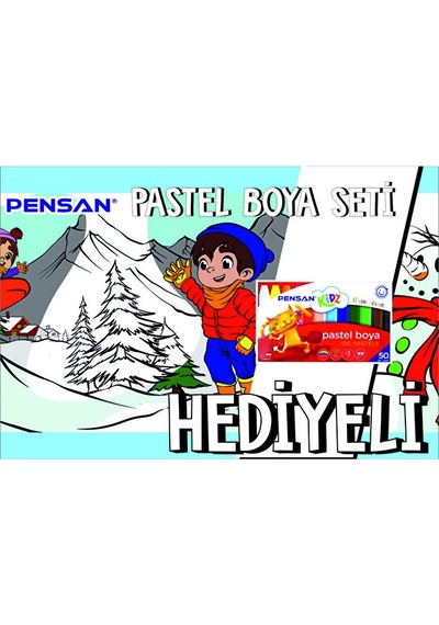 30x120 Boyama Rulosu Yaman Kar Tatili + Pensan 12'li Pastel Boya