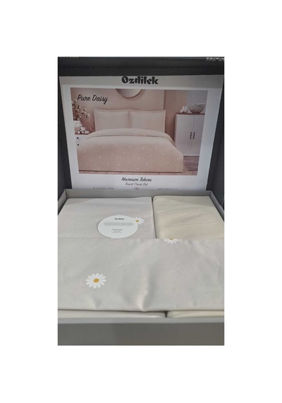 Ranforce Tek Kişilik Nevresim Takımı Pure Daisy Bej Karışık