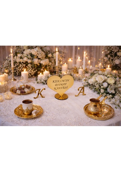 Damat Kahvesi İçin Şık Kalp Sunumluk Kişiye Özel No20005