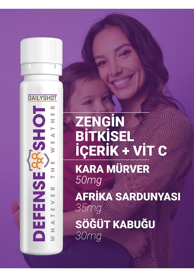 Hangover Shot Defense Shot Soğuk Algınlığına Karşı Bitkisel Gıda Takviyesi, Defense Shot 7'li