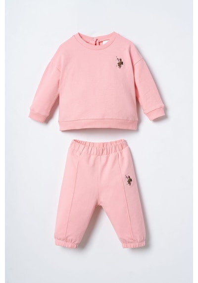 U.S. Polo Assn. Nakışlı Kız Bebek Turuncu Uzun Kol Pijama Takım Usb3245-c-v1 Usb3245-c-v1