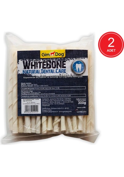 Gimdog Mordimi Beyaz Burgu Çubuk Köpek Ödülü 15 CM 50'li 2 x 300 G