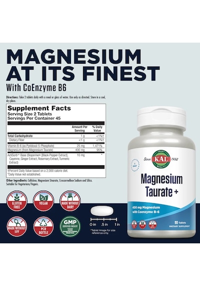 Kal Magnesium Magnezyum Taurate+b6 Vitamini 90 Tablets