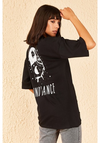 Blackjack Giyim Kadın Siyah Find Balance Oversize Tshirt Siyah