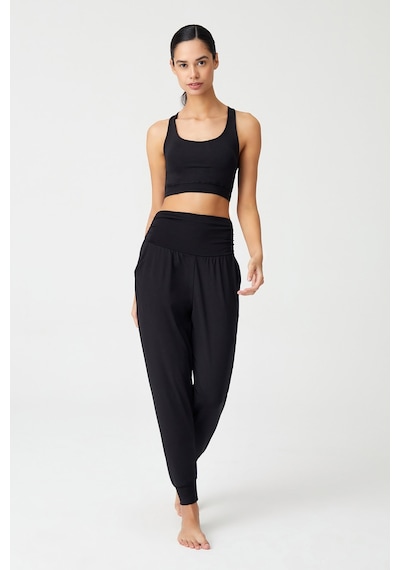Los Ojos Siyah Beli Lastikli Şalvar Görünümlü Harem Pantolon Yoga Joggers Siyah Siyah
