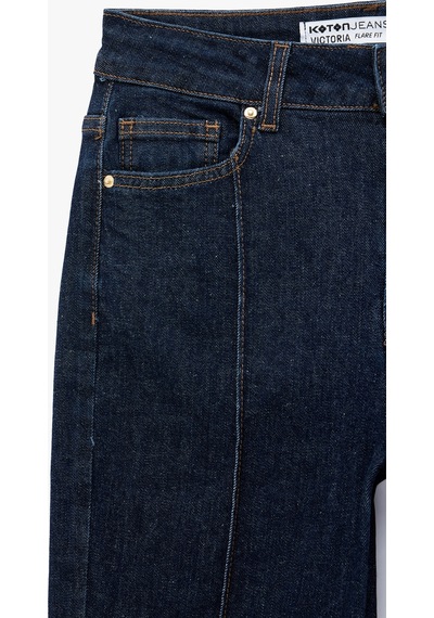 Koton Nervürlü Dar Kesim İspanyol Paça Denim Pantolon - Flare Jeans Koyu İndigo 7wal40058md Indigo Koton Nervürlü Dar Kesim İspanyol Paça Denim Pantolon - Flare Jeans Koyu İndigo 7wal40058md Indigo