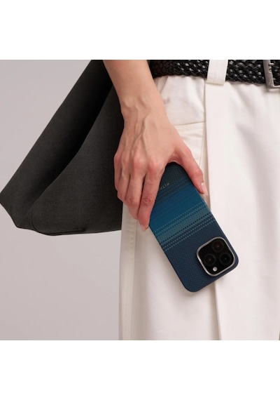 Apple Uyumlu iPhone   16 Plus Kılıf   Magsafeli Aramid Fiber Pitaka Tactile Woven Sunset-moonrise Serisi Moonrise