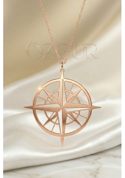 925 Ayar Gümüş Pusula Kolye Rose Gold
