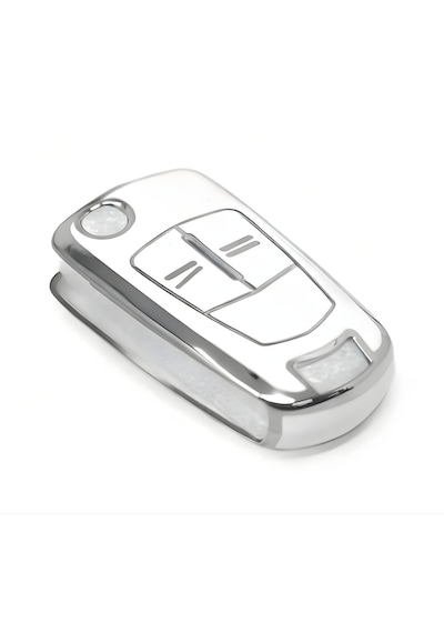 Autohan Keys Opel Astra H, Corsa D, Zafira B, Vectra C, Meriva Uyumlu Anahtar Kılıfı Beyaz & Silver