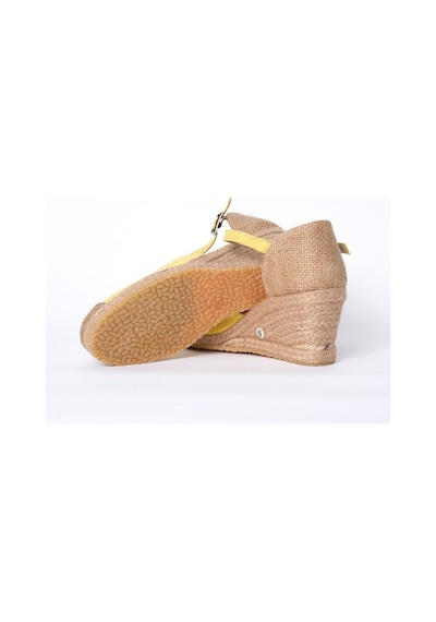 Star Tombis Gerçek Elişi Burnu Hasır Dolgu Topuk Sarı Keten Hasır Espadril Handmade Sarı
