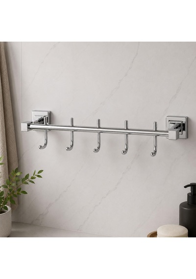 Tr Lüks Askılık Beşli Kanca Krom Renk Duvar Tipi Banyo Mutfak Antre Kapı Arkası Metal Askı Modeli Diğer