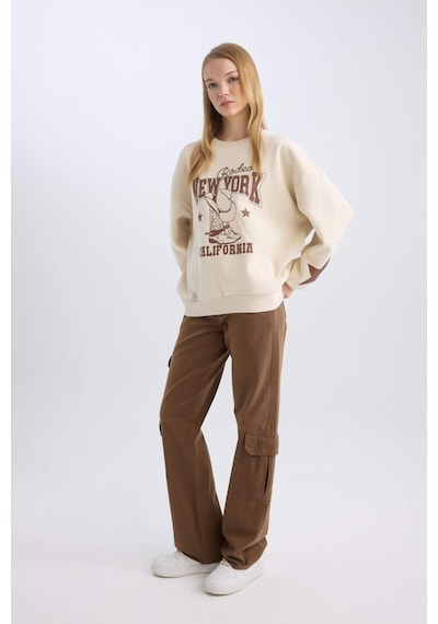 DeFacto Straight Fit Gabardin Kışlık Pantolon Kargo Cepli Normal Bel Düz Paça D3762AX24AUBN549 Kahve