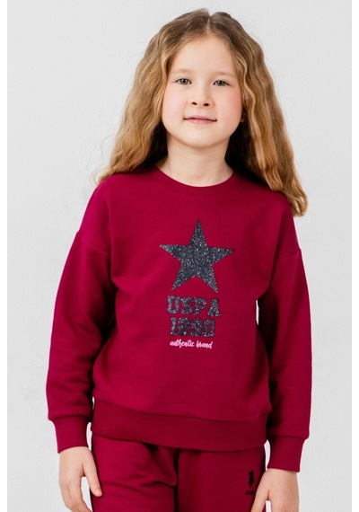 U.S. Polo Assn. Kız Çocuk Baskılı Bordo Uzun Kol Eşofman Takımı Us2719-c-v4 Us2719-c-v4