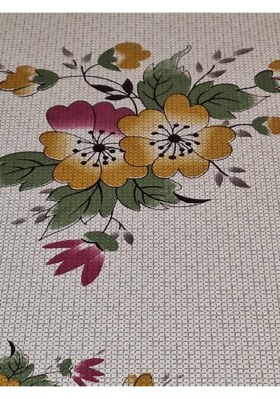 Dora Pano Elyaf Tabanlı Pvc Muşamba - Desenli Silinebilir 140 X 140 Hazır Masa Örtüsü Pembe