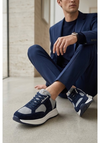 John Richardo 24298 Erkek Hakiki Deri Klasik Sneaker Lacivert