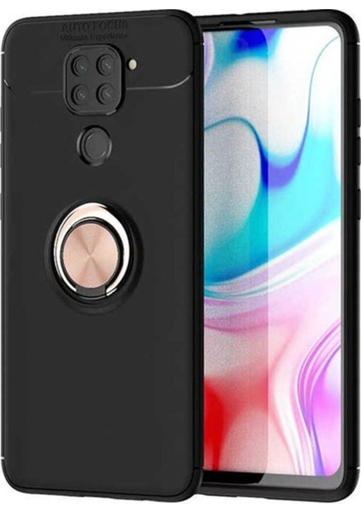 Xiaomi Redmi Note 9 Kılıf Zore Ravel Silikon Kapak Siyah-Rose Gold