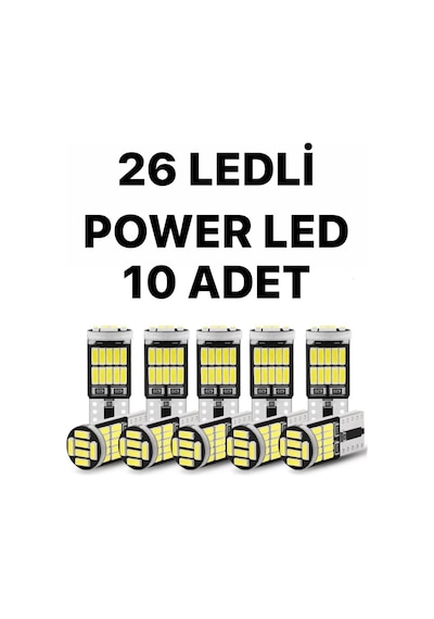 Sisa T10 Led 26 Ledli W5W Metal Ultra Power Park Plaka Tavan Ampulü 10 Adet