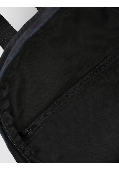 Cabani Siyah Vintage Baskılı Keten Unisex Sırt Çantası