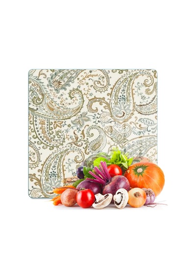 Decovetro Cam Kesme Tahtası Ve Sunumluk Kare Şal Desenli 30 X 30 Cm Çok Renkli